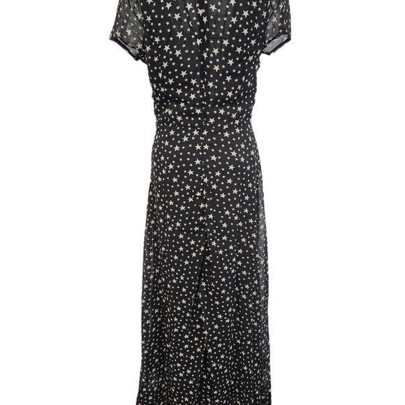 Unita Starry print witchy-core  deep V black flowy lined maxi dress - Picture 5 of 7